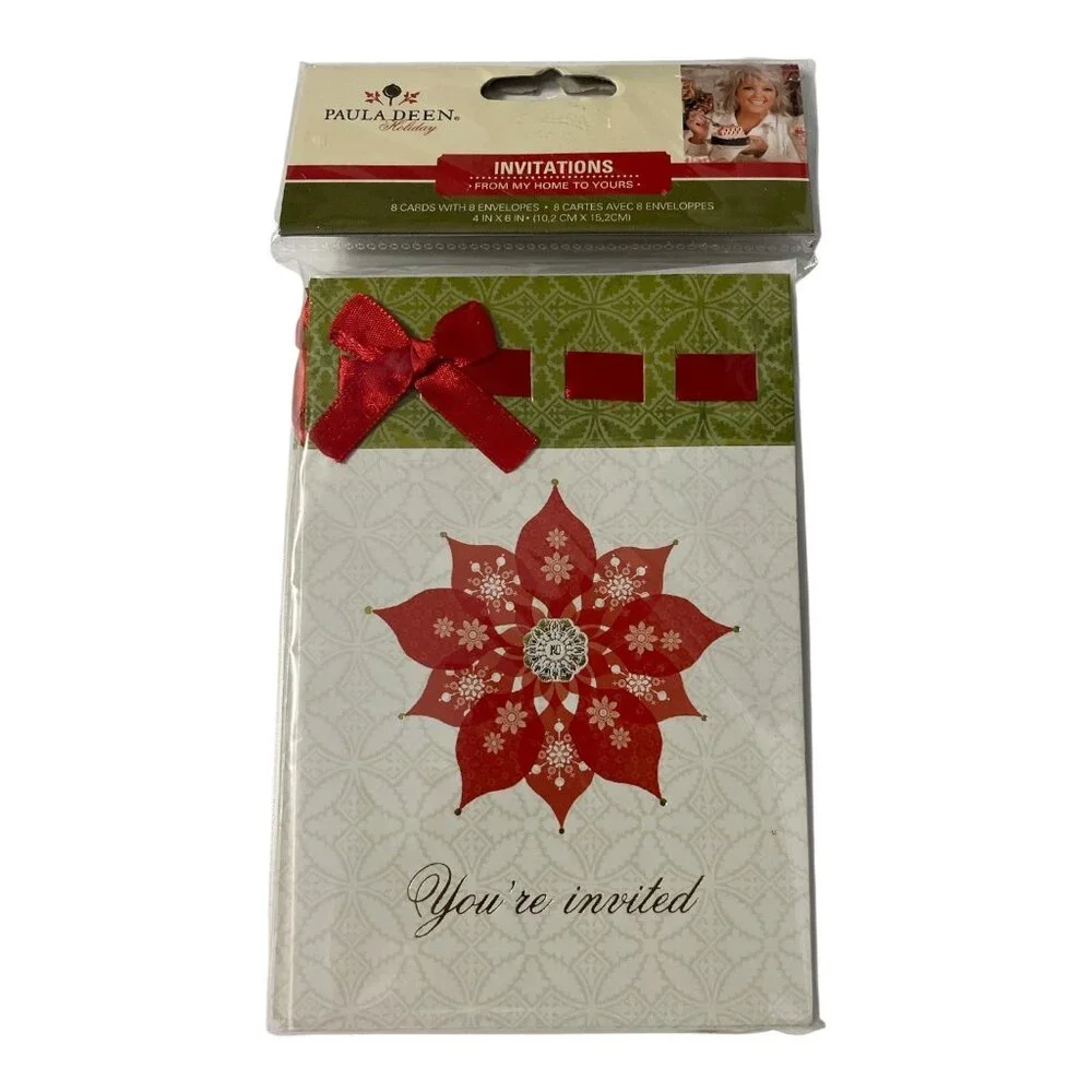 Lot of 2 Paula Deen Holiday Invitation Cards – Set of 8 with Envelopes – New Sea